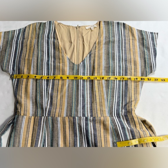 MYSTREE Yellow and Gray stripe wide leg crop Jumpsuit size L - Picture 12 of 14